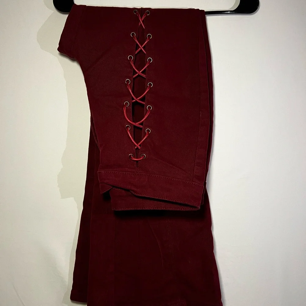 CIDER WOMENS BURGUNDY JEANS - Picture 4 of 8